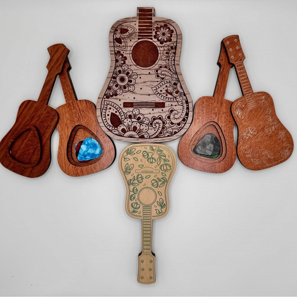Handcrafted by me Customizable Wooden Guitar/guitar pics holder buyers choice 1